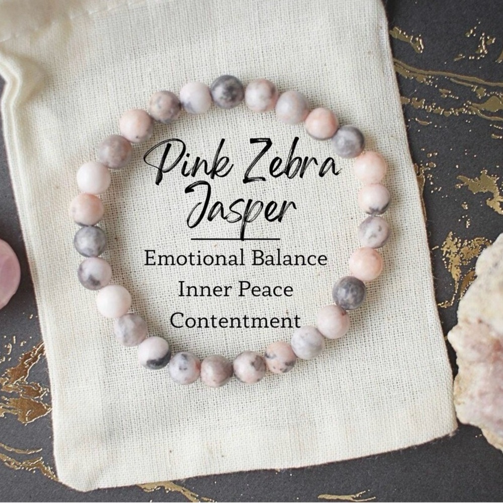 Pink Zebra Jasper Bracelet - 6mm beads